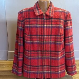 Requirements Red and Purple Plaid Utility Jacket Vintage
